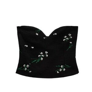 Zara black embroidered textured top. Floral